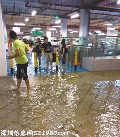 暴雨致深圳機場遭遇水浸，一些乘客因航班延誤滯留機場。 網(wǎng)絡(luò)截圖