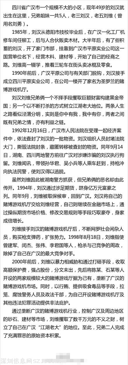 媒體揭秘劉漢劉維兄弟涉黑：經營賭博游戲機起家