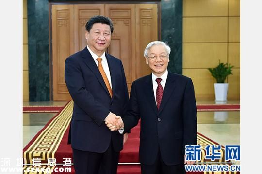 11月5日，中共中央總書記、國家主席習近平在河內(nèi)同越共中央總書記阮富仲舉行會談。 新華社記者李濤攝