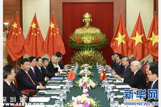 11月5日，中共中央總書記、國家主席習近平在河內(nèi)同越共中央總書記阮富仲舉行會談。 新華社記者李學仁攝