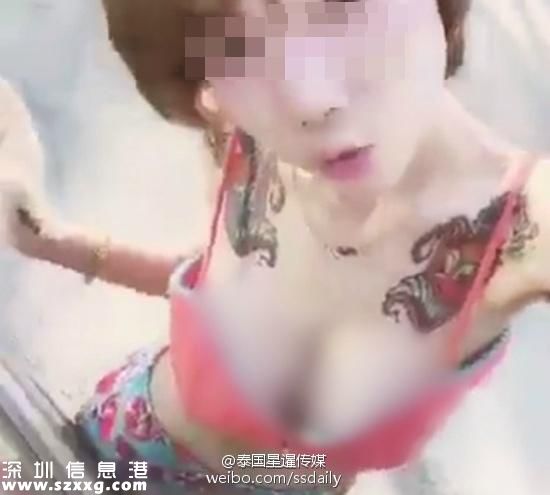 泰國女子穿著暴露拜佛被罵，紅色比基尼沒包住大胸。