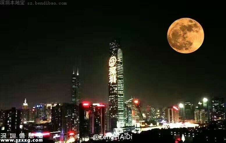 深圳網(wǎng)友曬自己拍的超級(jí)月亮 大寫(xiě)的服！