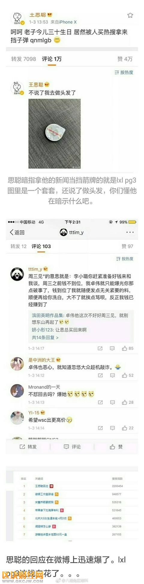 全民吃瓜了，王思聰，秦奮，黃毅清，李小冉紛紛爆料
